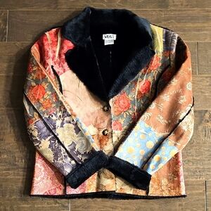 Vintage Weavz Beautiful Multicolor Patchwork Women's Jacket Sz Large